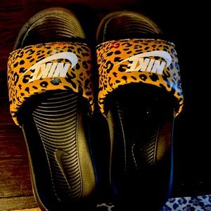 Leopard Nike Slides